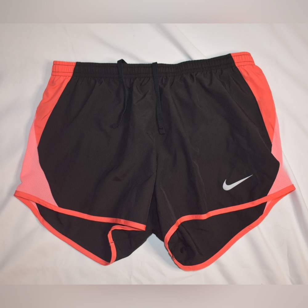 Women’s Nike DryFit Running Shorts Black with Coral Pink Sides NWT